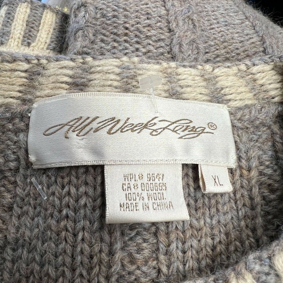 Vintage 80's Eddie Bauer All Week‎ Long 100% Wool Floral Cable Knit Cardigan XL - Picture 6 of 11